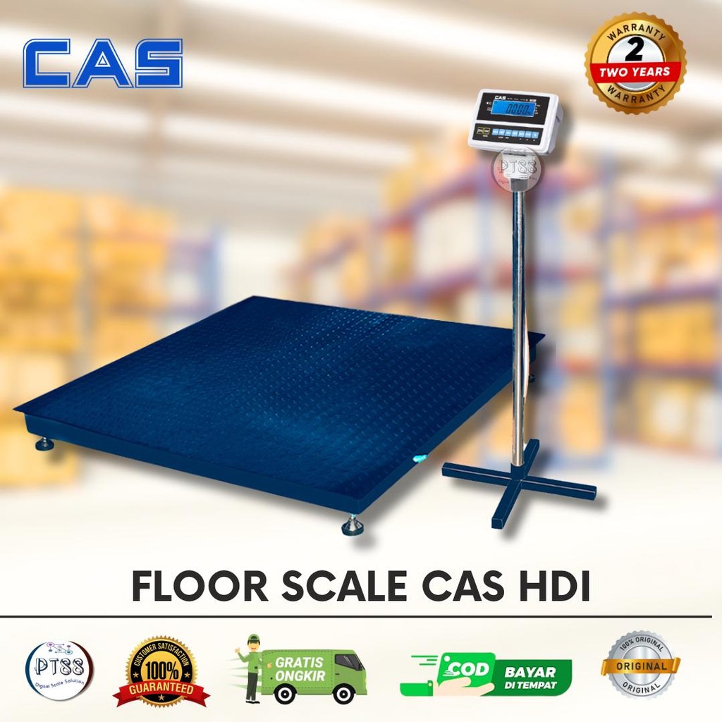 floor scale CAS HDI 1m x 1,2m 2ton + tiang / timbangan lantai 2ton HDI