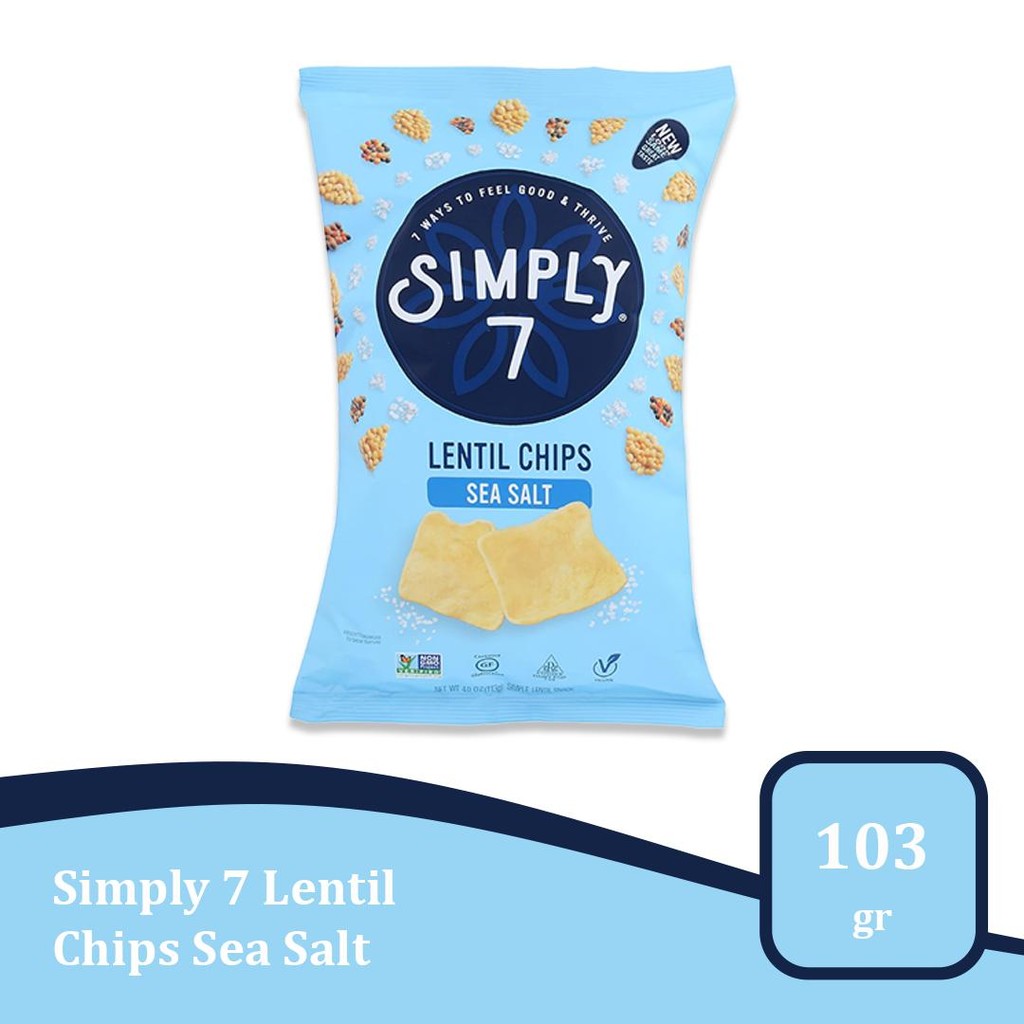 

Simply 7 Lentil Chips Sea Salt 103gr - Camilan Sehat Import USA