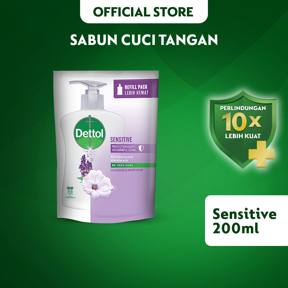 Dettol Sabun Cuci Tangan Cair Sensitive 200ml Pouch Hand Wash Anti Bakteri