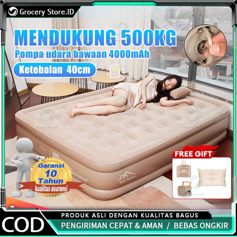 kasur angin pompa otomatis outdoor Kasur pompa lipat kasur tiup Queen kasur angin camping perjalanan