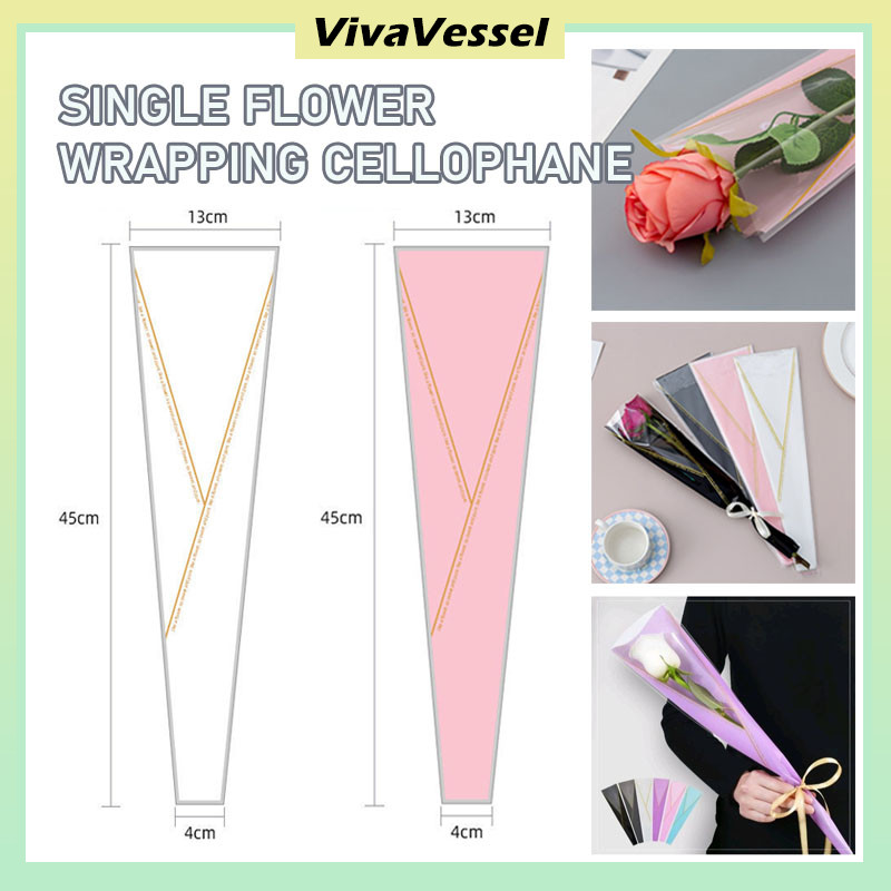 

Kertas Bunga Single Waterproof Transparant/50PCS Plastik Wrapping Bunga Mawar/Bungkus Bunga Plastik