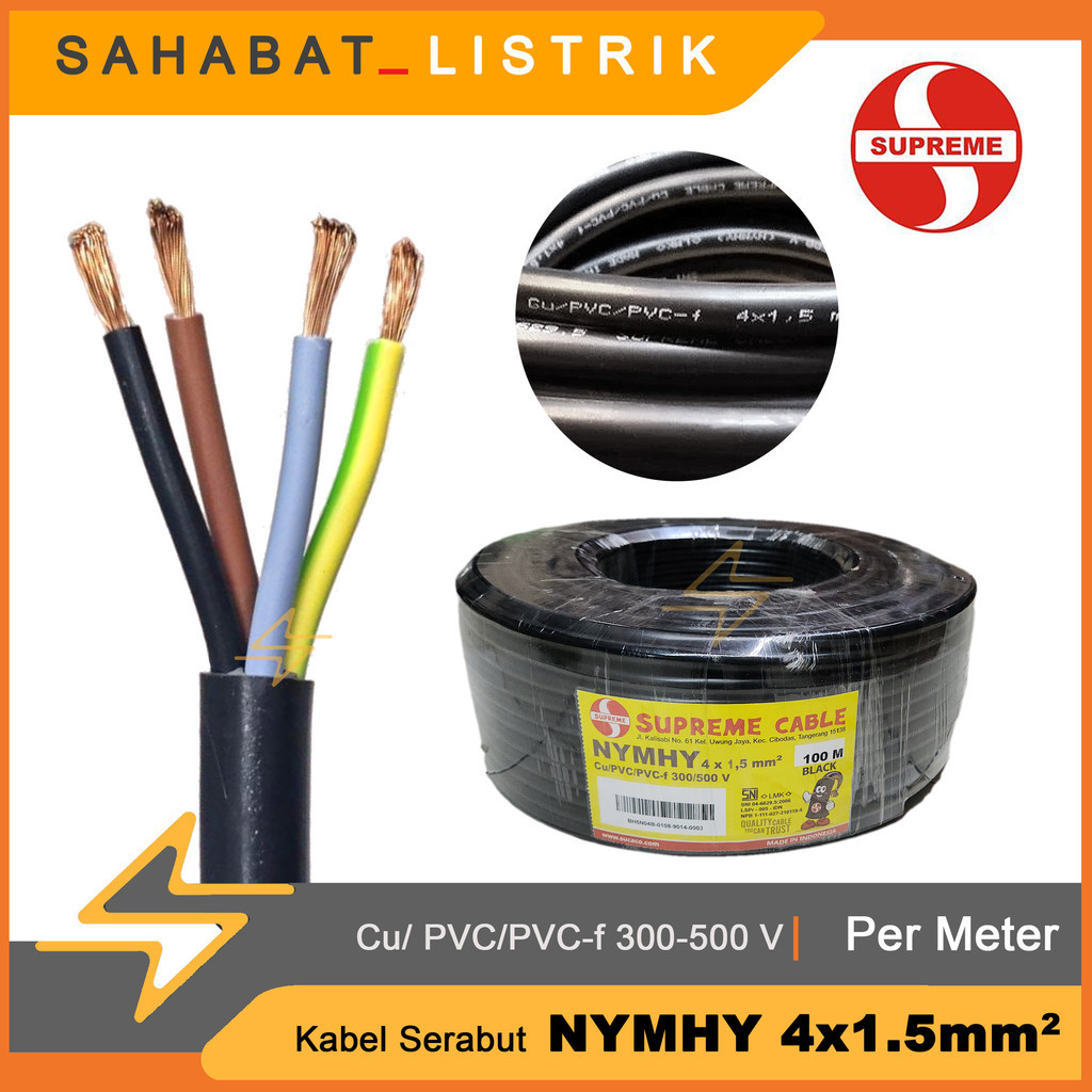 KABEL SERABUT SUPREME NYYHY / NYMHY BLACK  4X1.5 4X1,5 METERAN