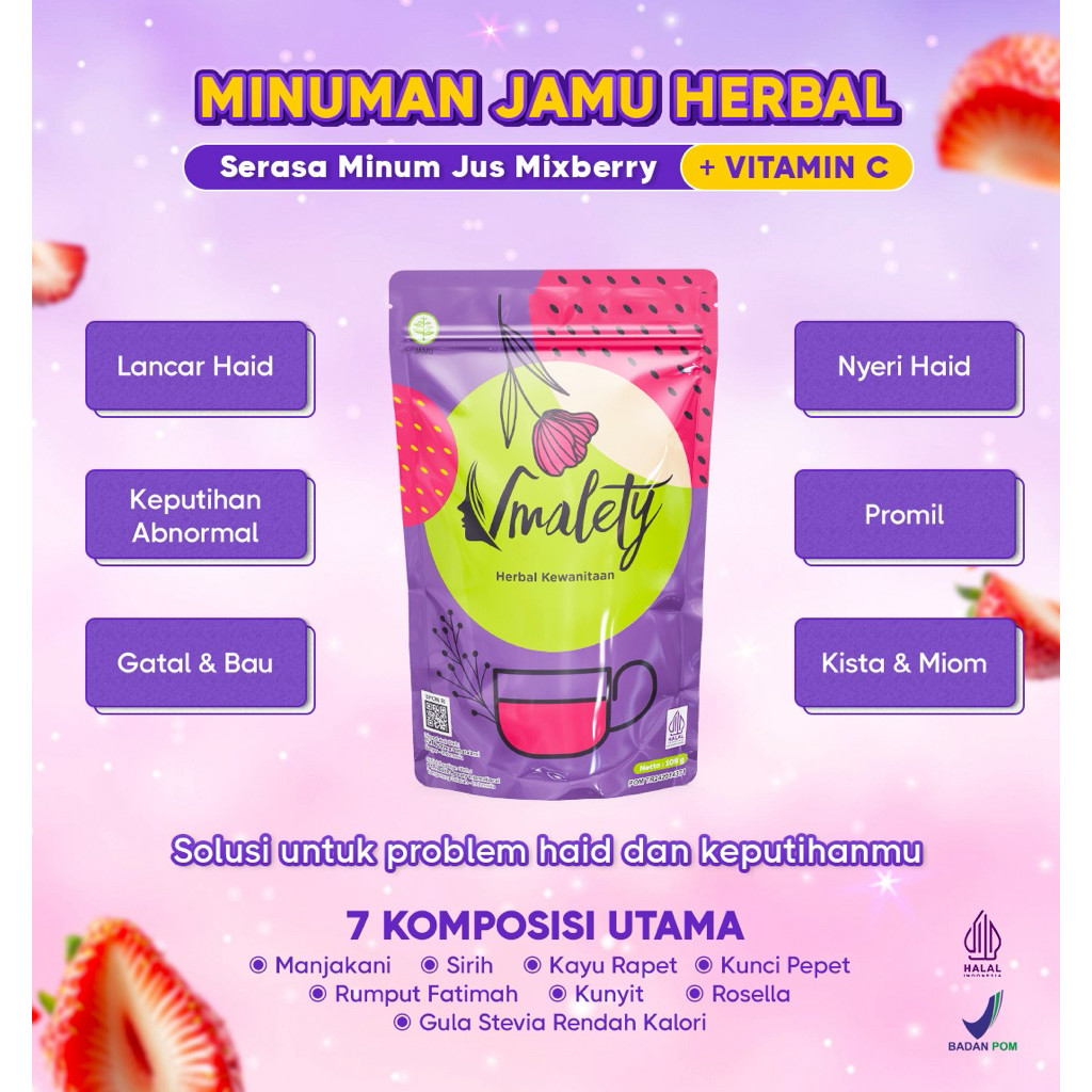 

Vmalety - Minuman serbuk herbal kewanitaan rasa mixberry| mengatasi siklus haid tidak lancar | sakit nyeri haid | keputihan | promil | dan masalah kewanitaan lainnya