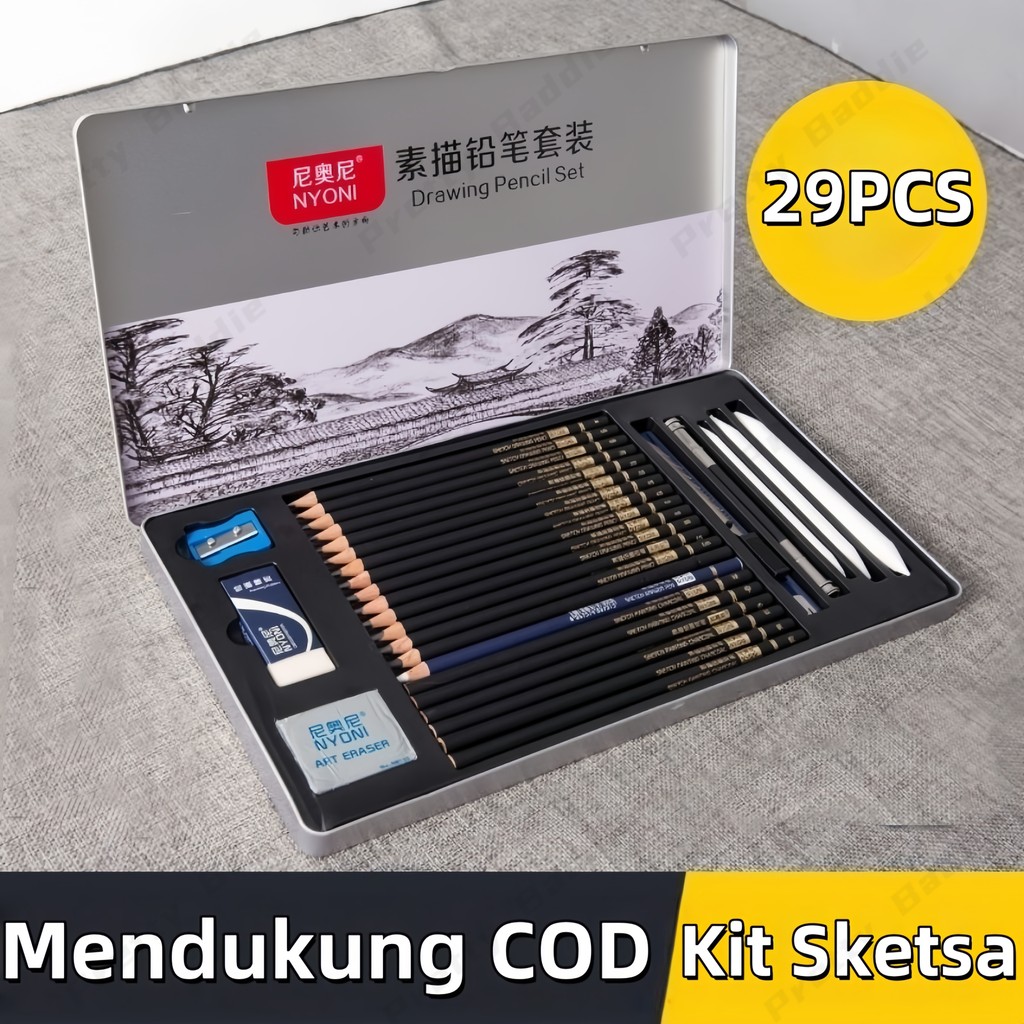 

29 Pcs Set Pensil Sketsa Lengkap / Set Pensil Gambar / Set Sketsa Profesional Pemula