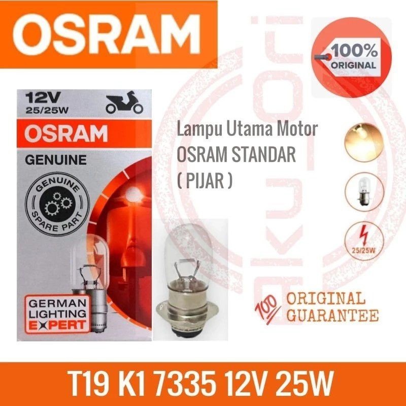 BOHLAM DEPAN K1 OSRAM (7335) lampu bohlam depan motor 12v 25w t19 m5 k1 bebek matic bukan halogen pi