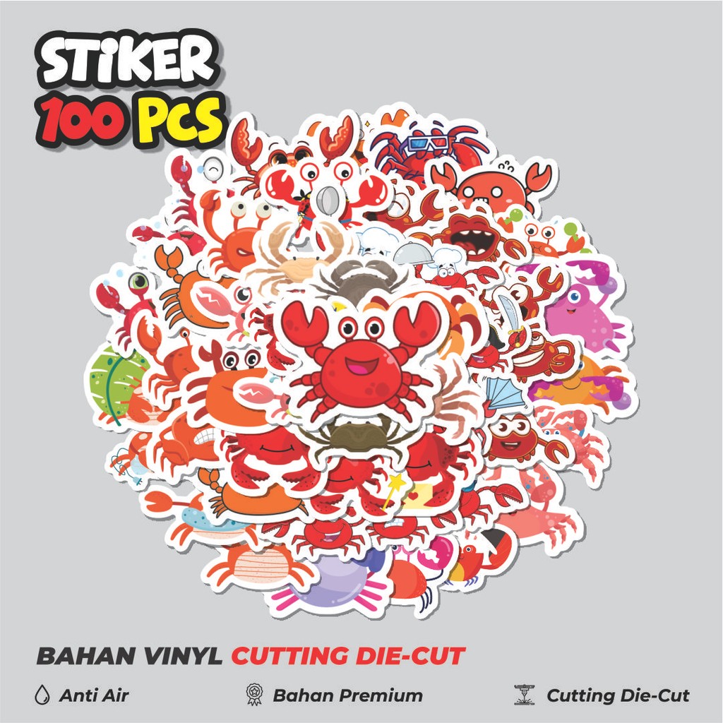 

Terbaru! 50 pcs Stiker Hewan Kepiting Dekorasi Lucu Kreatif untuk Notebook, Skateboard, HP
