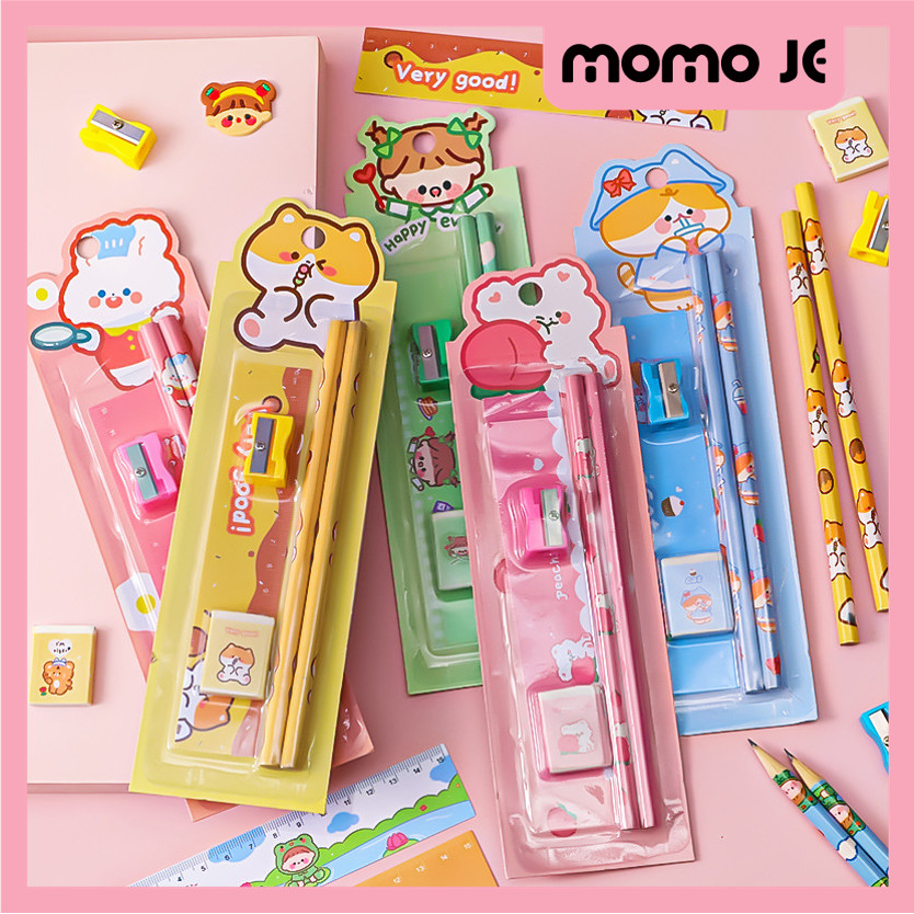 

MOMO JE S5692 Mini Stationery Mini Stationery Set Character Alat Tulis Set Mini Stationary Set Alat Tulis 5 in 1 Karakter