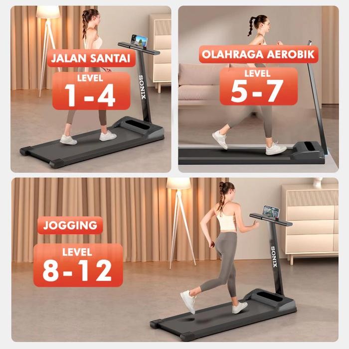 Sonix T Model Treadmill Incline Sport Treadmill Sudut 8 Electric Low Watt Dapat Dilipat Running Pad 