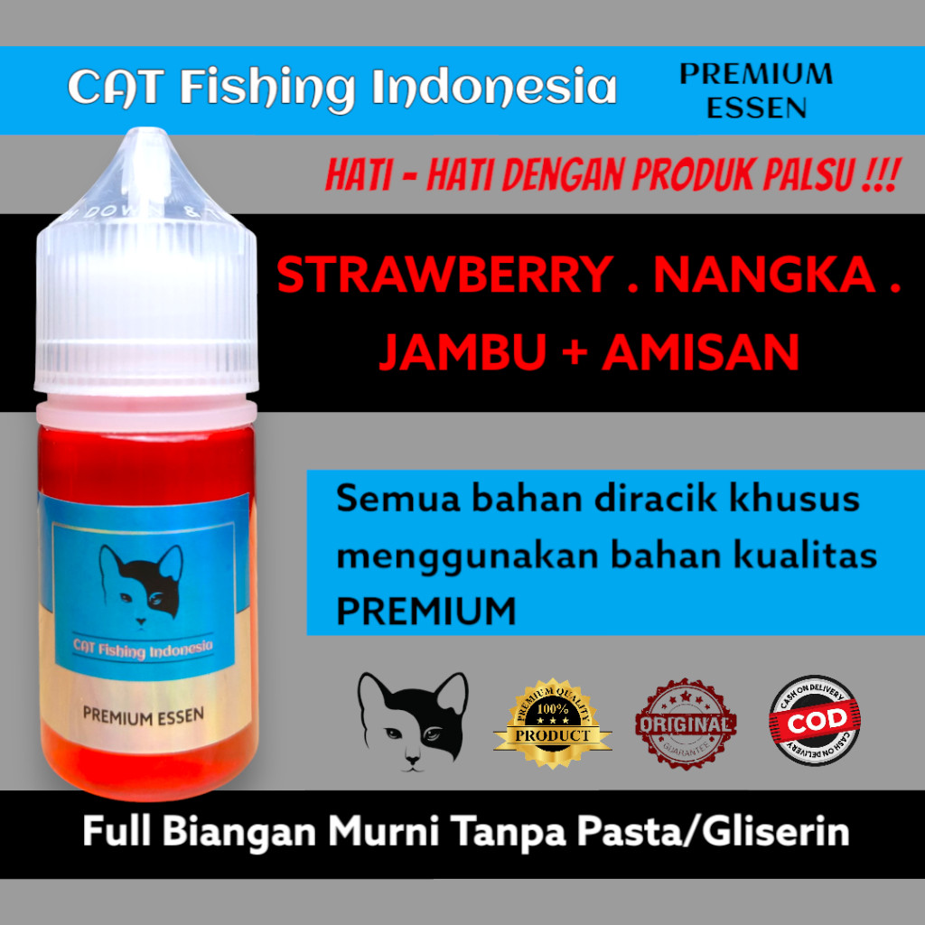 

CAT PREMIUM Essen Oplosan Strawberry Nangka Jambu Umpan Pancing Ikan Rame & Indukan 15ml 30ml