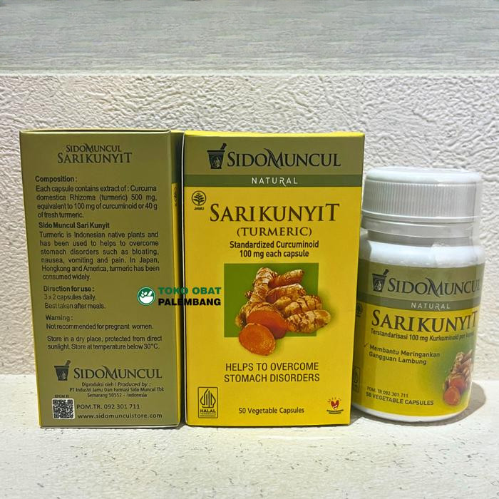 

Sido Muncul Natural Sari Kunyit 50 Kapsul Herbal Untuk Pencernaan Meredakan Sakit Maag dan Lambung