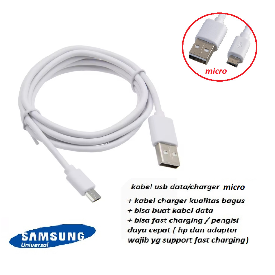 (putih) Usb micro kabel charger samsung S7 (SM-G930/SM-G9350) - S7 EDGE (SM-G935/SM-G9350)