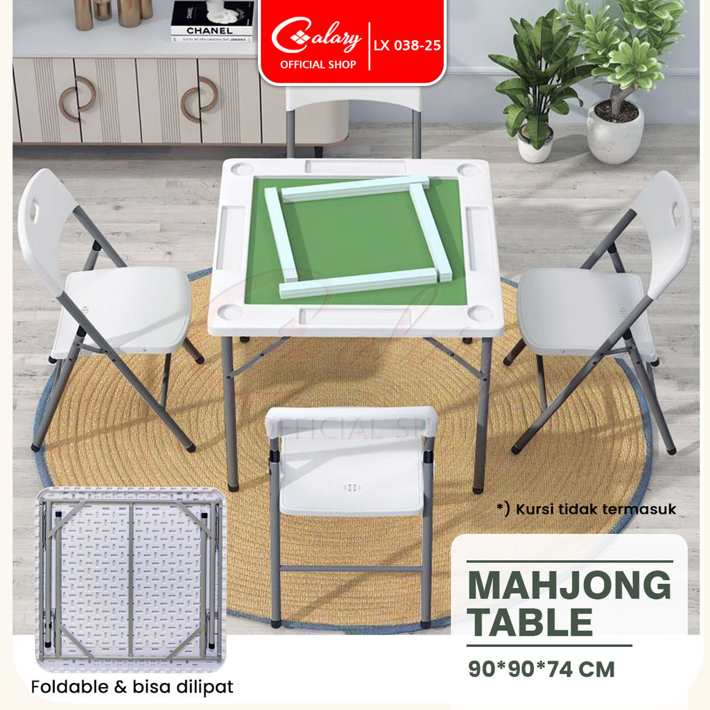 CALARY Meja Mahjong 90x90x74cm Meja Permainan Mahyong Indoor Outdoor Piknik Serbaguna Besar 038-25