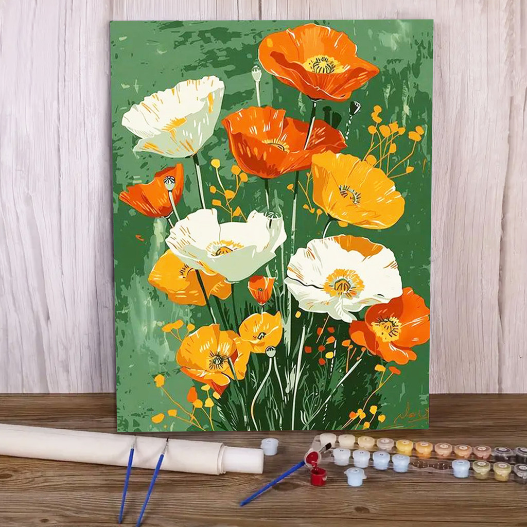 

Paint by Numbers - 40x50cm, Flowers Painting Kits for Beginners on Colored Canvas, Easy DIY Art for Home Decor Gift (No Frame)