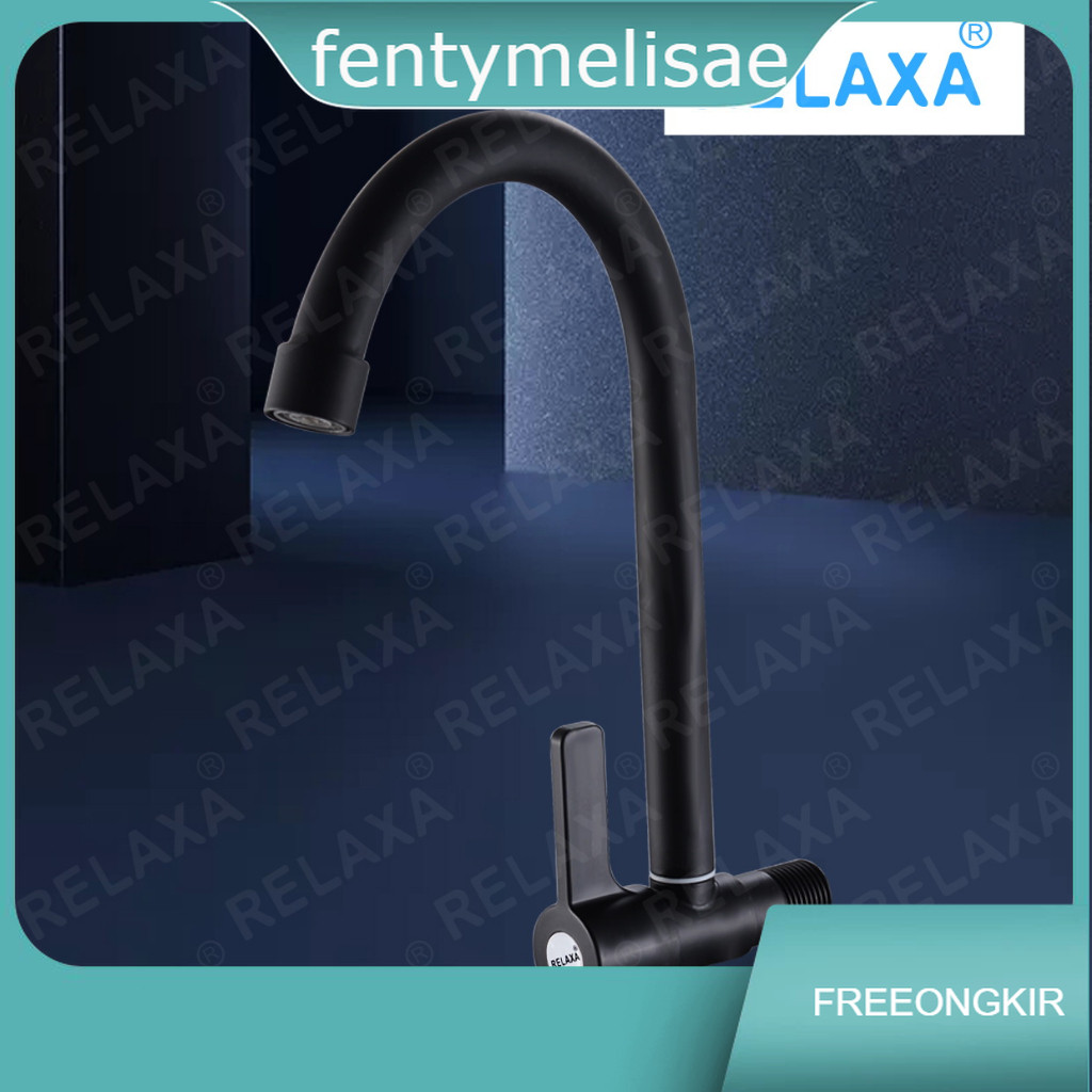 fentymelisae Keran Angsa Fleksibel Bak Cuci Piring Engkol - Kran Angsa Pipa Hitam - Kran Angsa Dapur