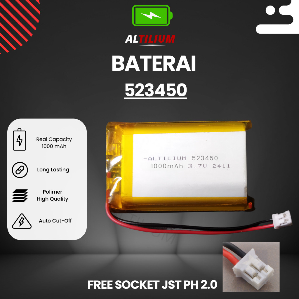 Baterai musik box, mp3 523450 Japan Quality ALTILIUM