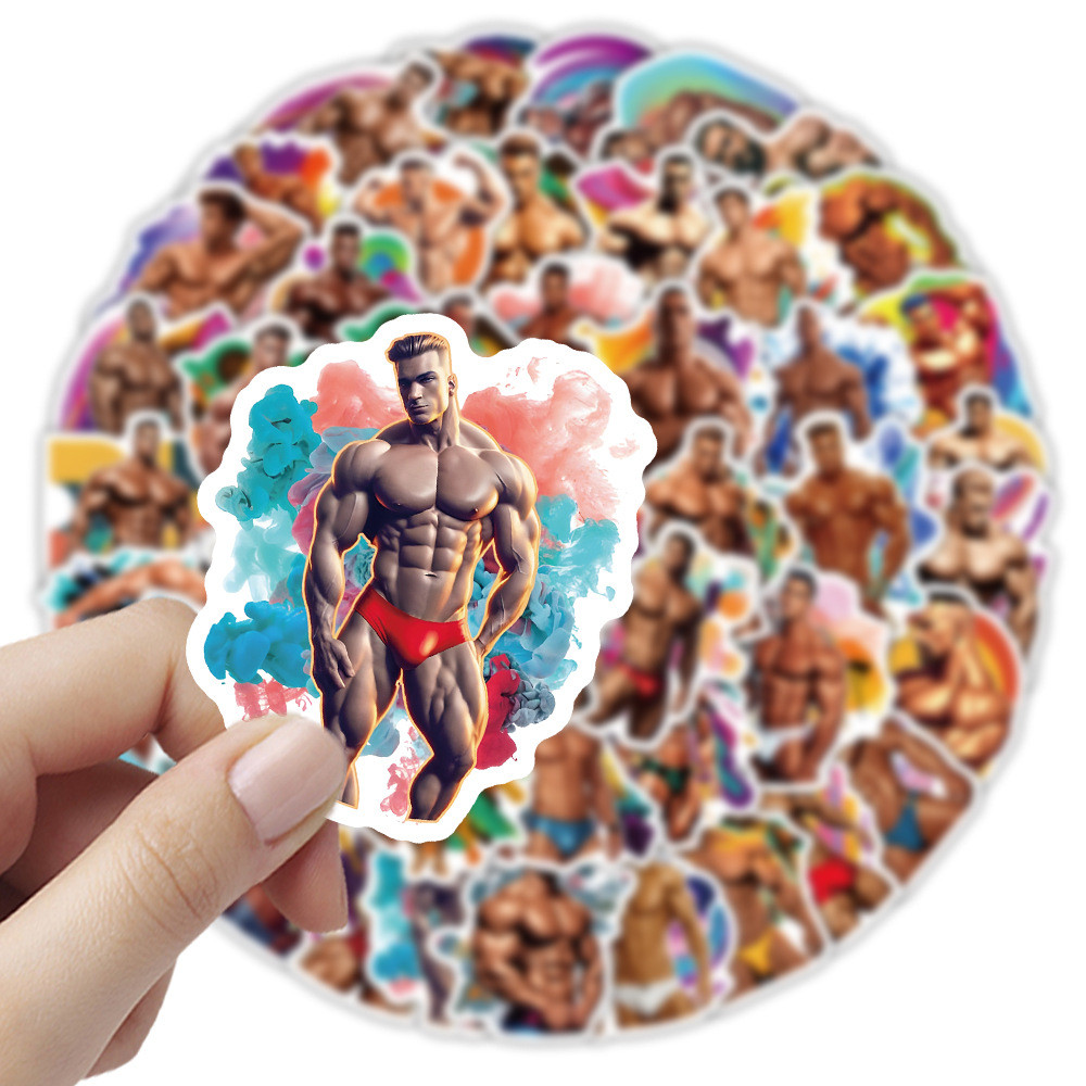 

10/54PCS Cool Fitness Stickers Muscular Man Cartoon Graffiti DIY Fridge Luggage Laptop Phone Guitar Car Bike Skateboard Sticker