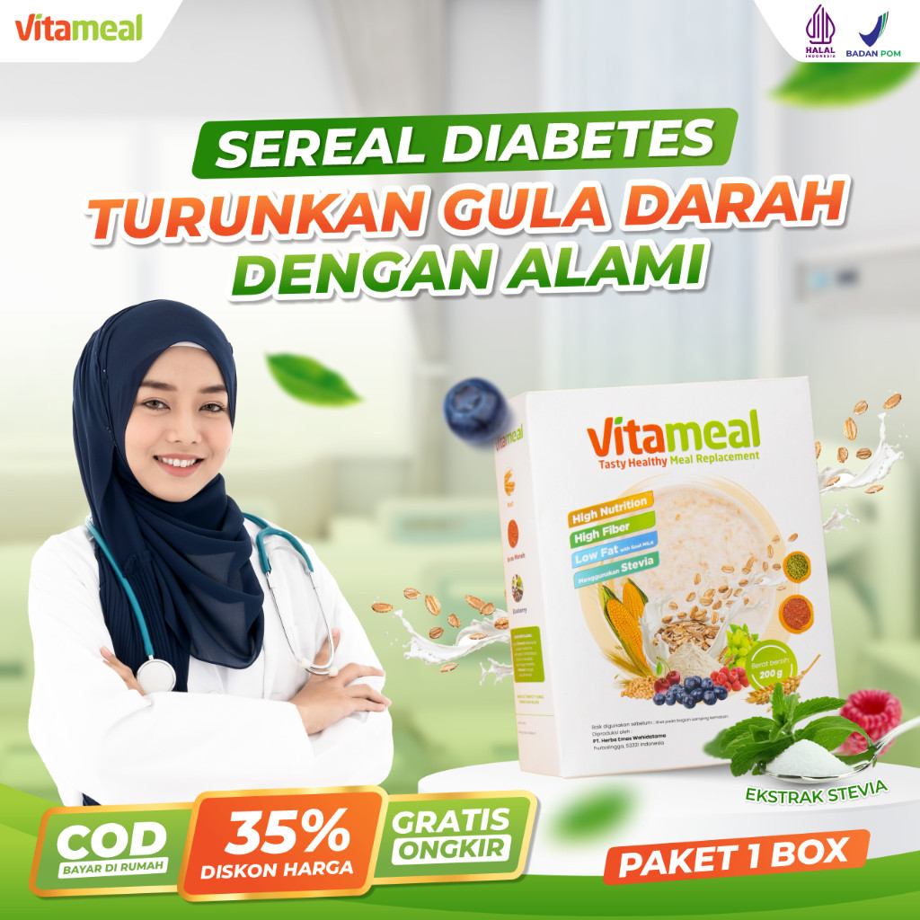 

Vitameal Sereal Diabetes Multigrain Ekstrak Stevia Efektif Turunkan Gula Darah Tinggi Dengan Alami