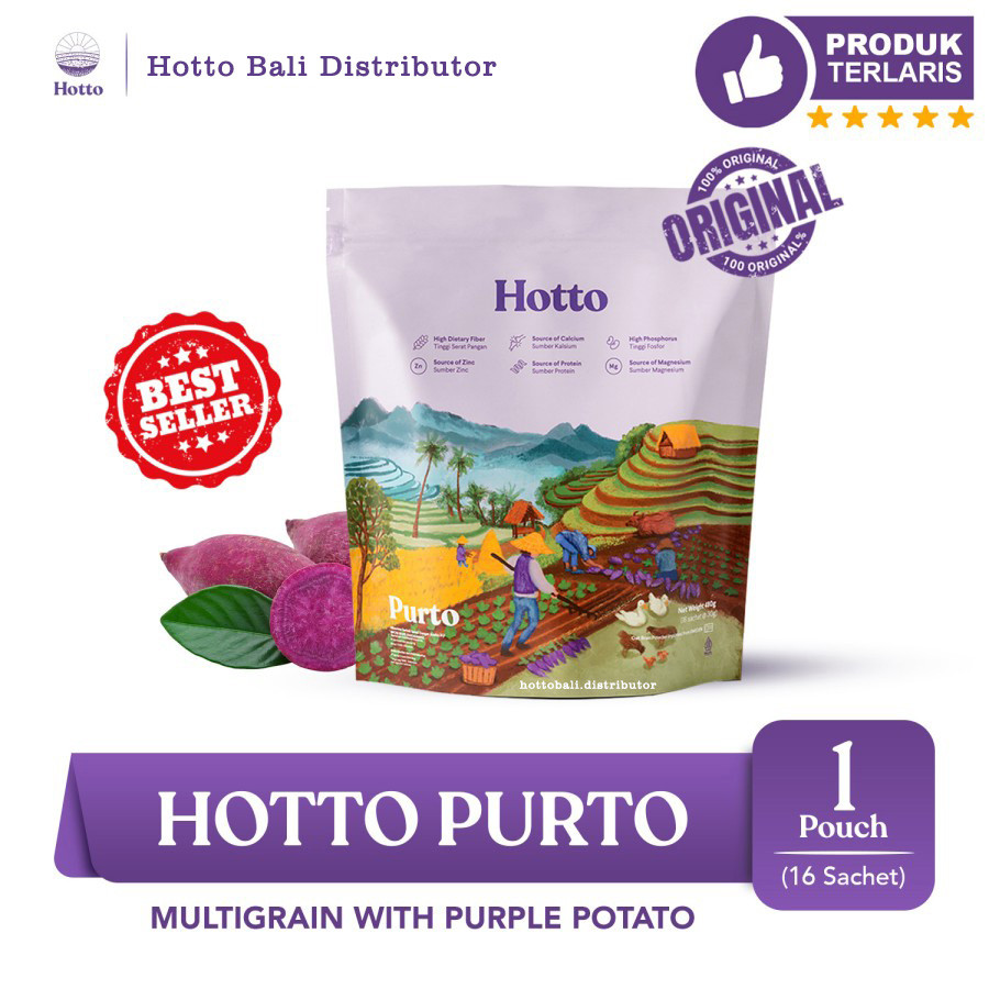 

Hotto Purto Oat 1 Pouch isi 16 Sachets Superfood Multigrain Official Bali Distributor