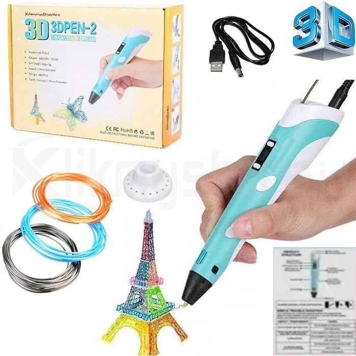 

TERLARIS! Pena 3 Dimensi Menggambar Printing 3D Pen Ultra Slim Digital LCD Membuat Objek 3D Creativity Kreativitas Anak - Hitam