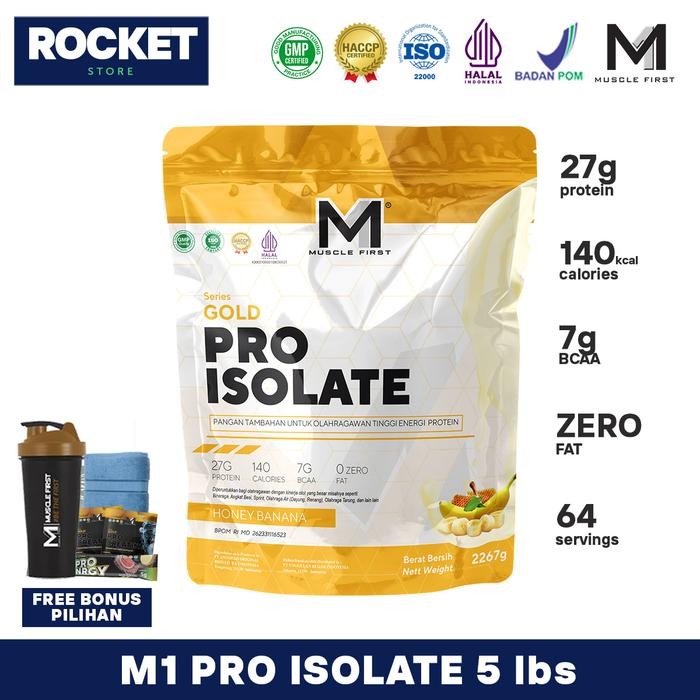 Muscle First M1 Gold Pro Whey Protein Isolate 5 lbs - ORIGINAL BPOM - Honey Banana