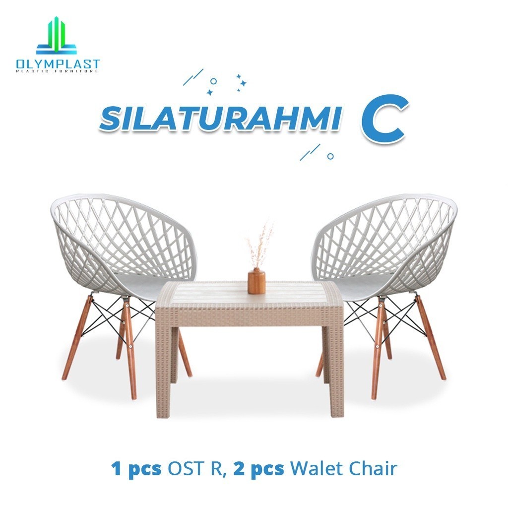 1 Set 2 Kursi Walet White + Meja Olymplast | set meja dan kursi plastik olymplast | set meja plastik