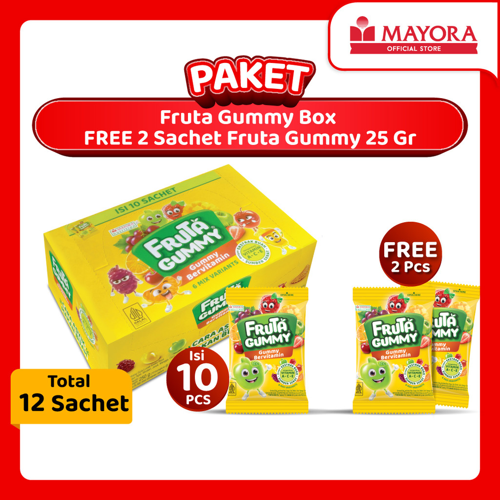 

Paket Fruta Gummy Box FREE 2 Sachet Fruta Gummy 25 Gr