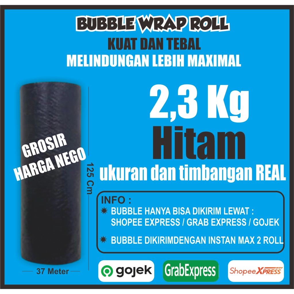 

Bubble Wrap Warna Hitam Berat 2.3kg Lebar 125cm PASTI MURAH