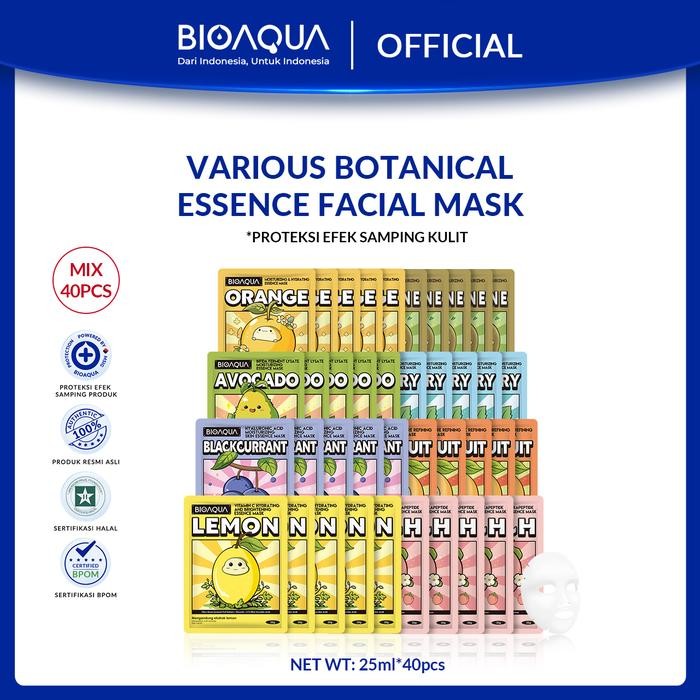 【Mix 40pcs】BIOAQUA sheet mask wajah Natural serum series Facial Treatment Face Mask wajah wamit cuak