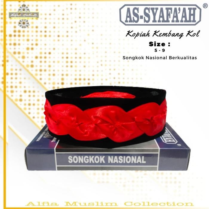 peci kembang kol - hitam-merah, 5