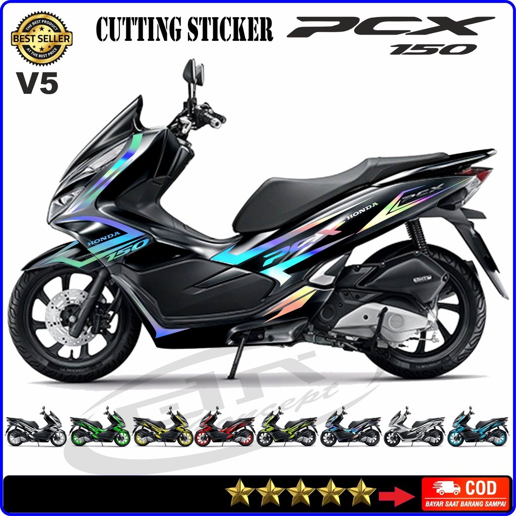 Cutting Sticker Stiker PCX 150 Variasi 5 Hologram Honda  Stabilo Modif