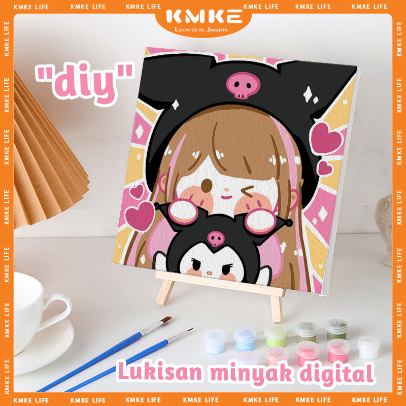 

KMKE Paint By Number 20x20cm Lukisan Kanvas DIY Digital Painting Kit With Kanvas
