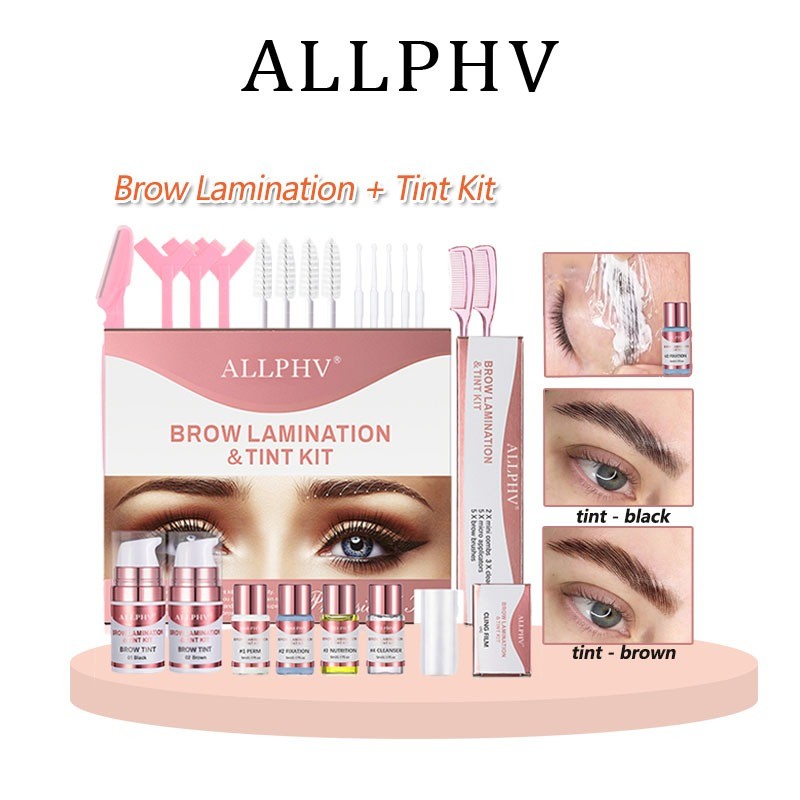 ALLPHV Brow Lamination & Tint Kit - Brow lift /Brow Bomber Kit - Tint Hitam Dan Coklat