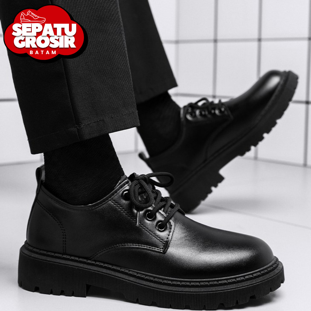 Sepatu Grosir Batam S077 Sepatu Pantofel Pria Pantofel Hitam Sepatu Pantofel kerja