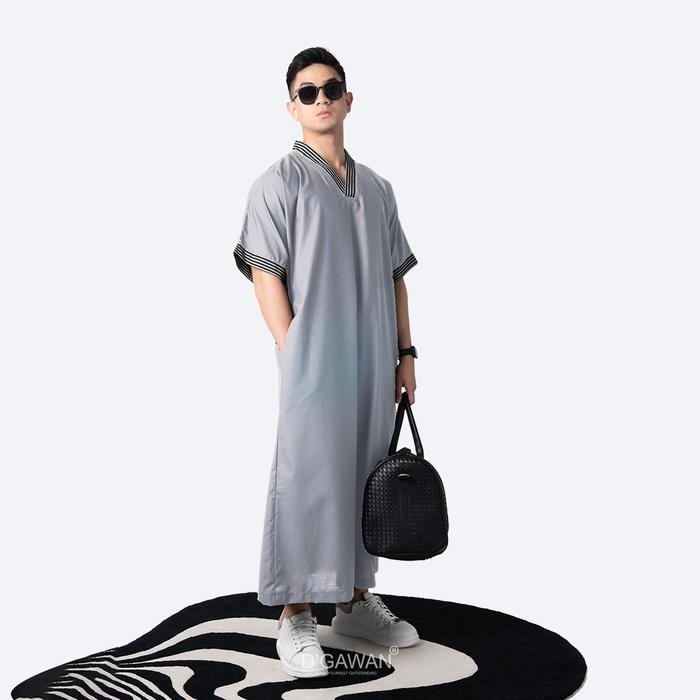DUAARAKAAT ALFATH THOBES Grey Jubah Gamis Jubah Pria Multifungsi Kekinian Keren Bahan Toyobo Premium
