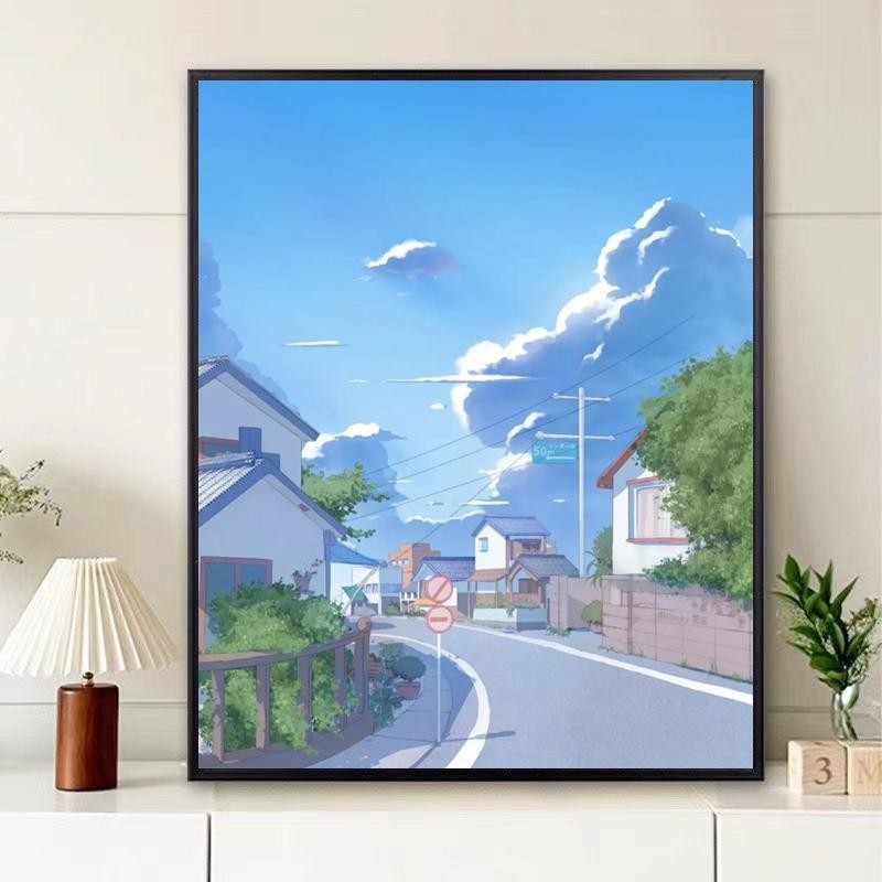 

40*50CM DIY Color Paint By Numbers Fresh Cottage Decoration Landscape Series Oil Painting Coloring