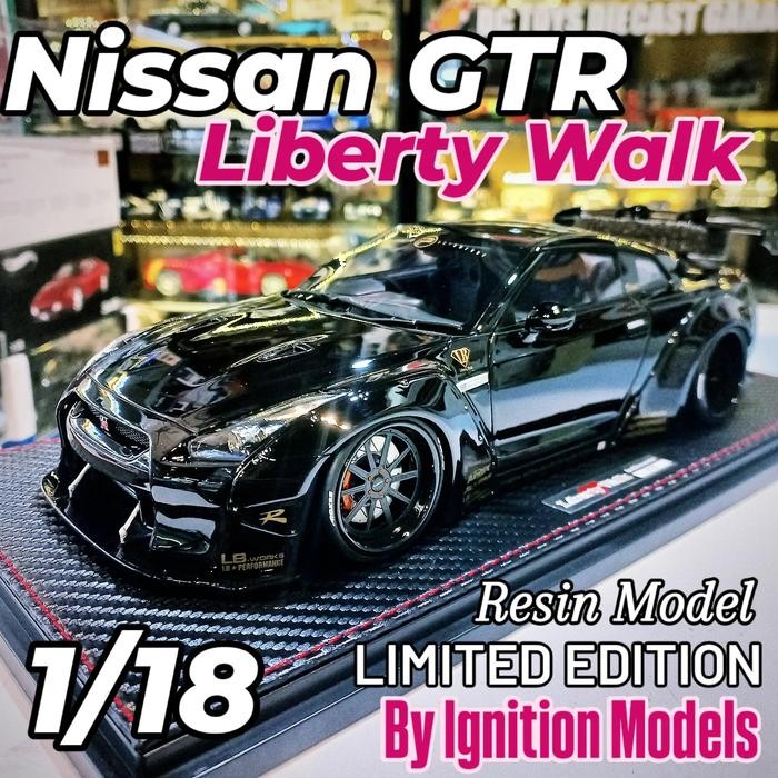 Diecast Liberty Walk LBWK Nissan GTR R35 Black by Ignition Model Resin Model Limited Edition Rare Mo