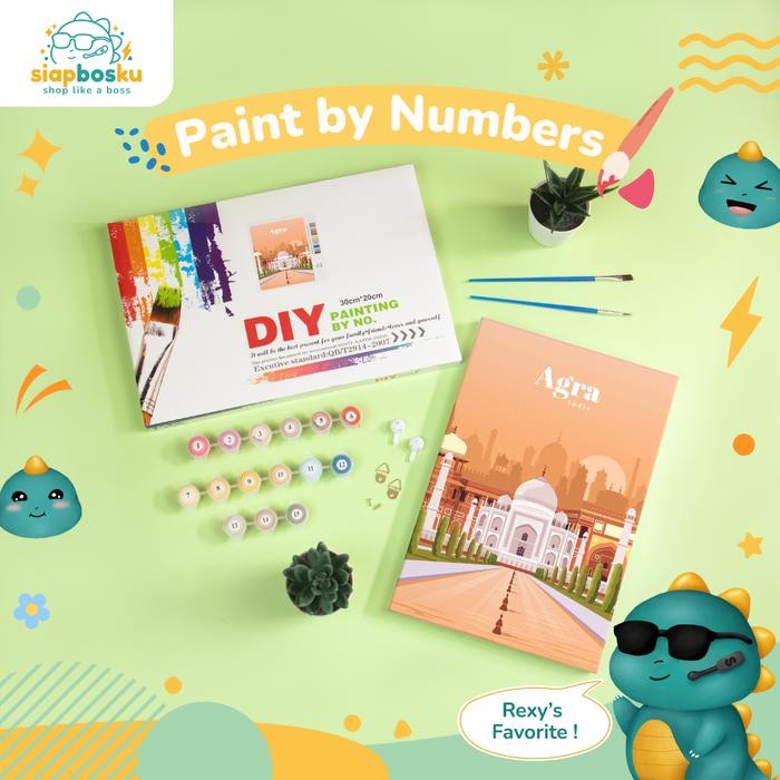 

PAINT BY NUMBER 20x30 CM KANVAS PAINTING WITH FRAME CAT KUAS - AESTHETIC CITIES LANDSCAPE - Agra