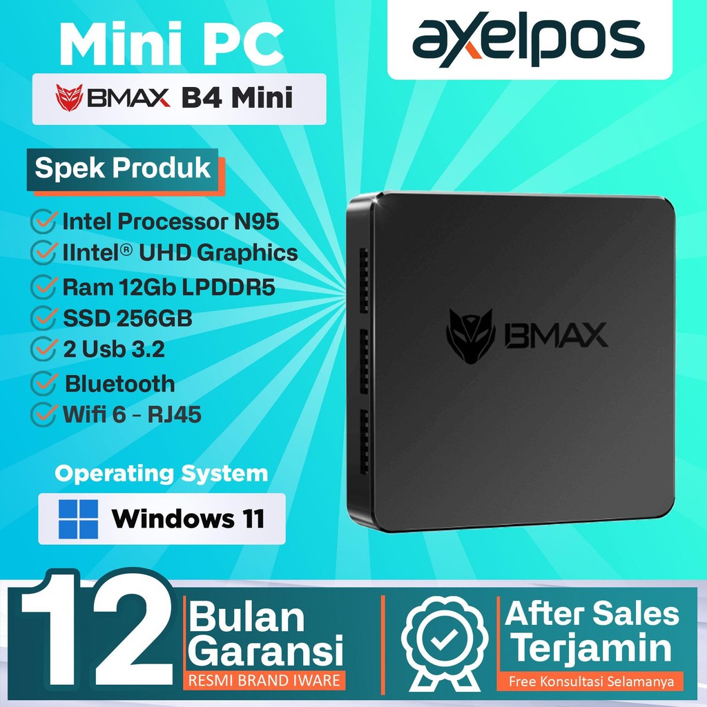 Axelpos Mini PC BMAX B4 Mini Intel N95 12GB/256BGB Windows 11