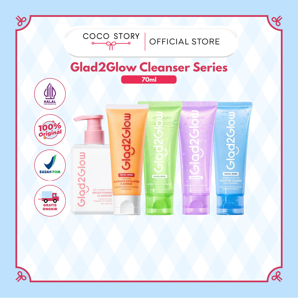Glad2Glow Face Wash All Series Foam Low PH Gel Cleanser Acne Sensitive Skin
