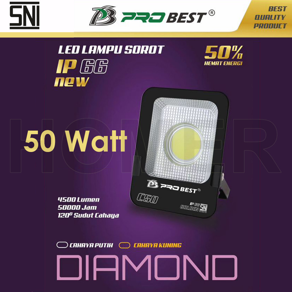 Lampu Sorot LED Probest Diamond COB 100w 100W 100 Watt Lampu Sorot Tembak Kuning Putih Floodlight