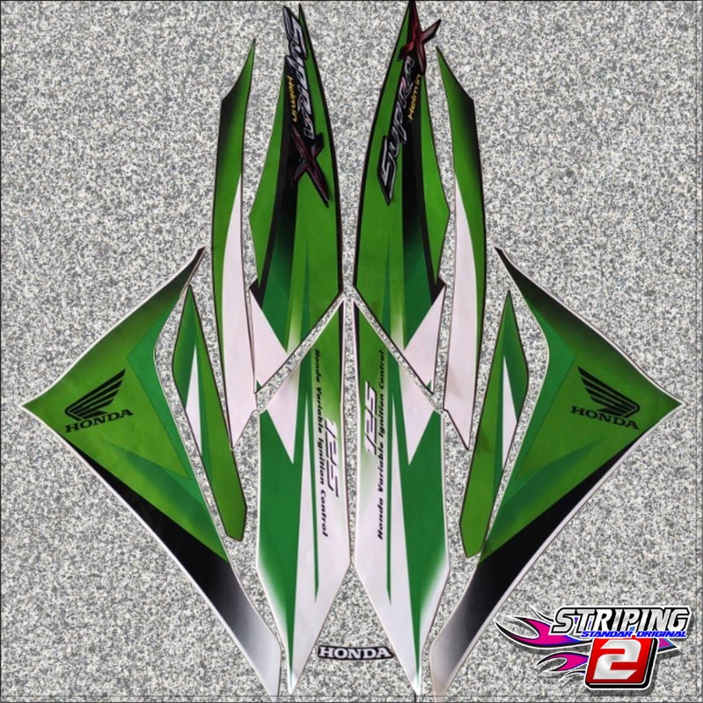 striping honda supra x 125 r helm in 2010 2011 hijau putih list body standar berkualitas terbaik