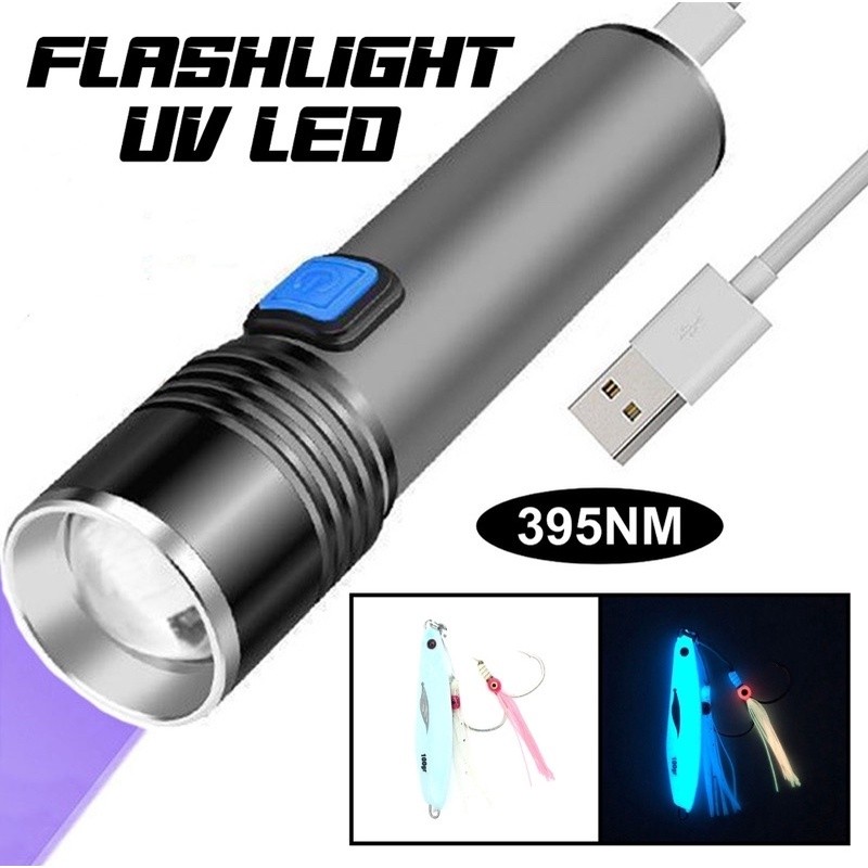 Senter UV Ultraviolet Batre Cas / Rechargeable Battrey