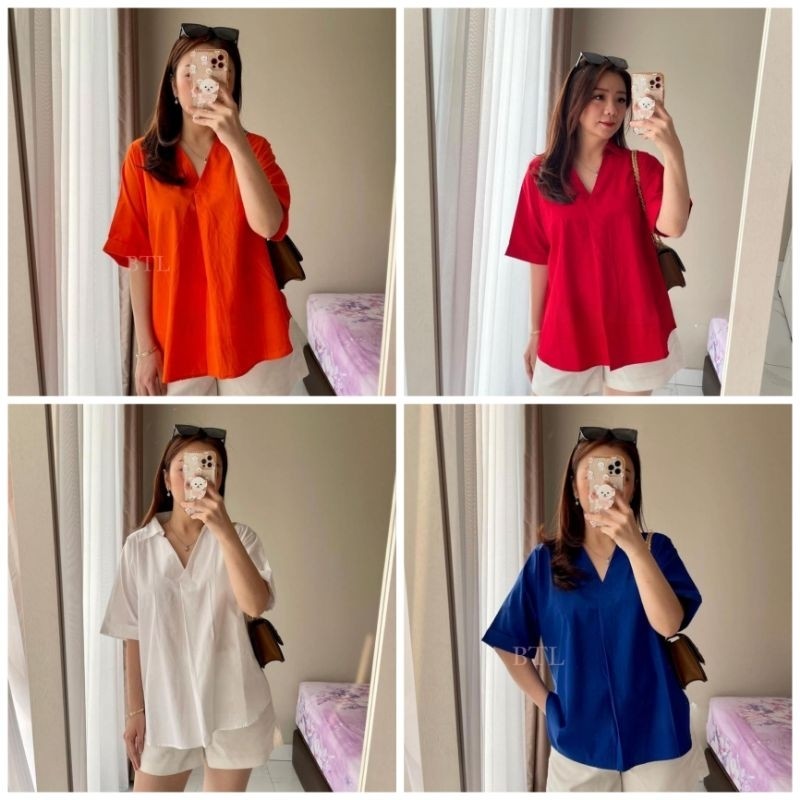 [NEW] BTL - KEMEJA WANITA  BASIC  LENGAN PENDEK / KEMEJA BASIC WANITA / ATASAN WANITA