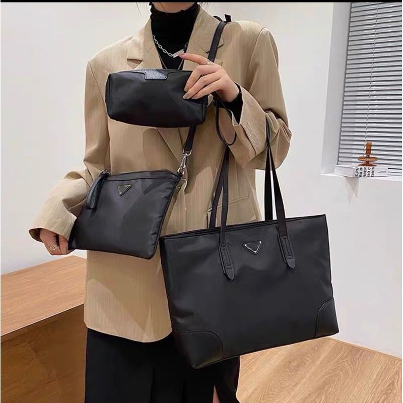 VIP PLATINUM FULL EMBOSSED 3IN1 TOTE BAG PRADA GRADE ORI 6802