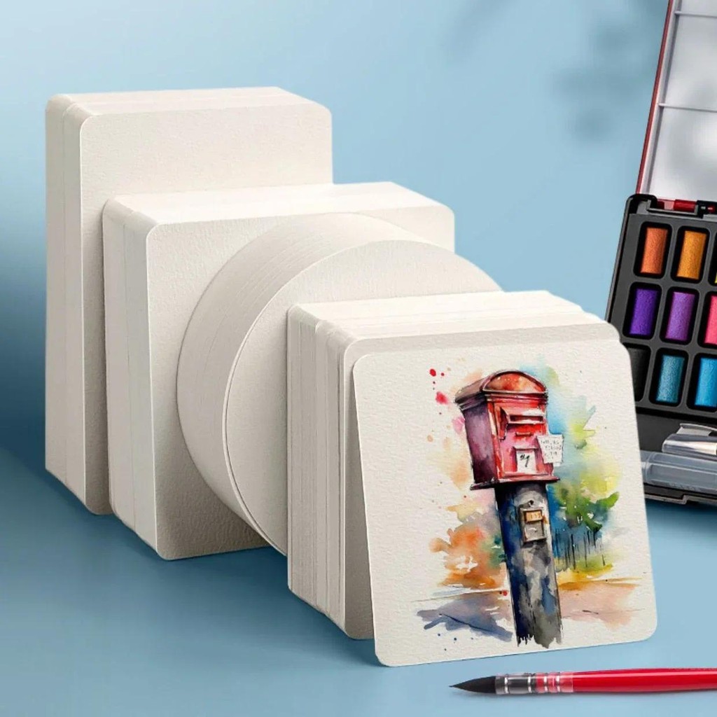 

Square/Round Watercolor Paper 300g 25 Sheets Professional Water Color Paper Postcard for Painting School Supplies