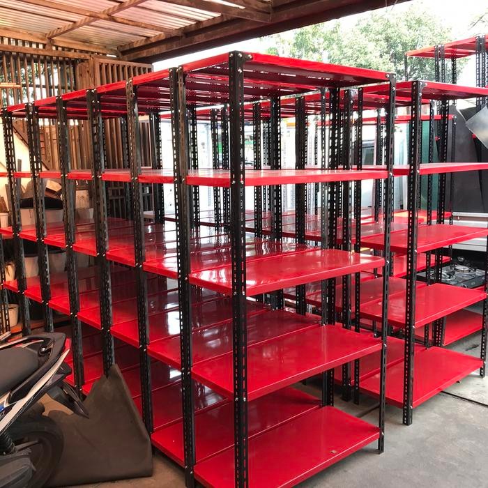 Rak besi siku ukuran 100x40x200 / Rak gudang barang kokoh murah - Putih, 30x100x200 STD