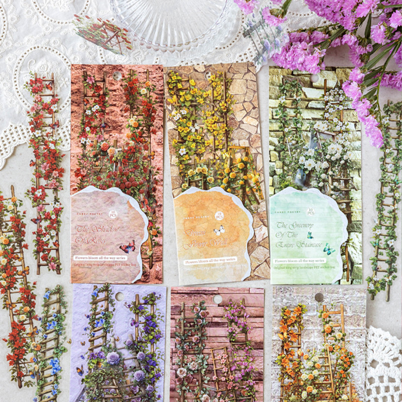 

Mr. Paper One Way Flower Series PET Waterproof Long Strip Sticker Pack Creative Handbook Material Stickers DIY Notebook 30pcs in