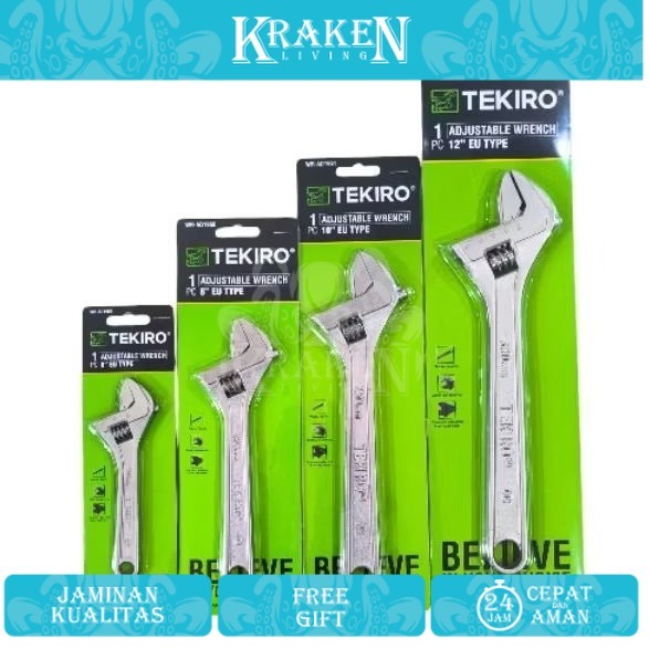 TEKIRO kunci inggris 6"/8"/10"/12"/15" adjustable wrench kunci bago (HARGA PER BIJI) 【KRAKEN LIVING】