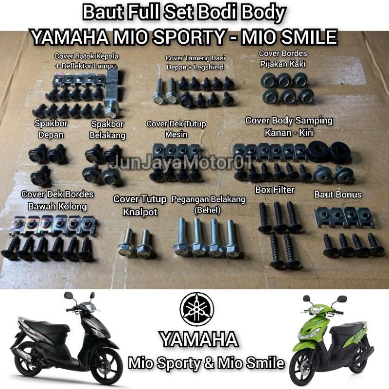 Baut Fullset Body Mio Smile / Baut Full Cover Body Yamaha Mio Smile Lengkap