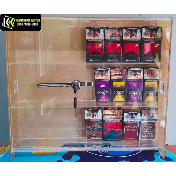 Jual Akrilik Display Rak Lemari Rokok Rak Acrylic Rokok + Kunci
